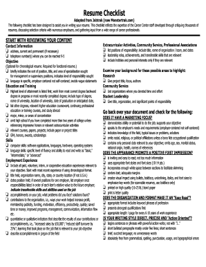 Resume Writing Checklist