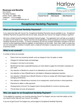 Exceptional Hardship Payments Form
