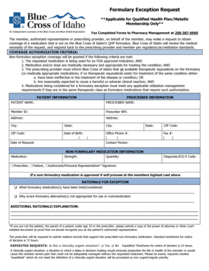 Formulary Exception Request