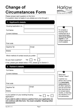 Harlow Change of Circumstances Form