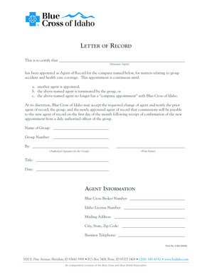Agent of Record Appointment Letter