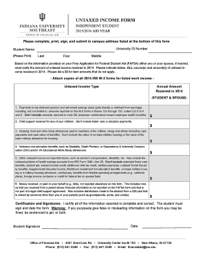 Untaxed Income Form for Student Aid