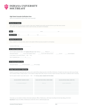 High School Counselor Verification Form