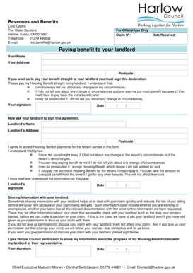 Housing Benefit Landlord Payment Agreement