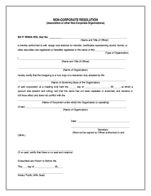 Non-Corporate Resolution for Security Transfer