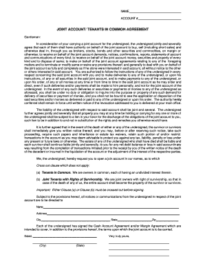 Joint Account Agreement