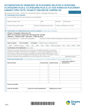 AUTORISATION DE TRANSFERT DE PLACEMENT