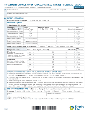Investment Change Form for Guaranteed Interest Contracts