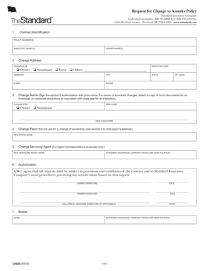 Request for Change to Annuity Policy