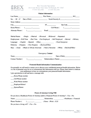Rex Vascular Specialists New Patient Paperwork