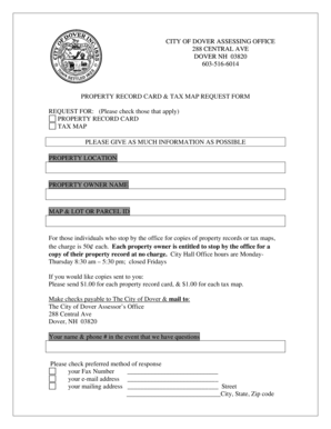 Property Record Card & Tax Map Request Form