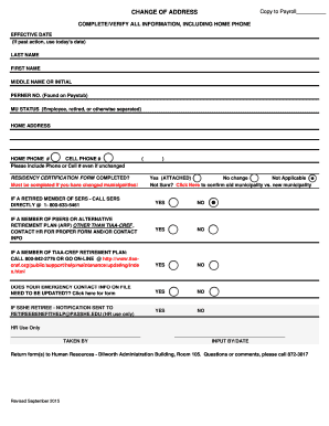 Change of Address Form