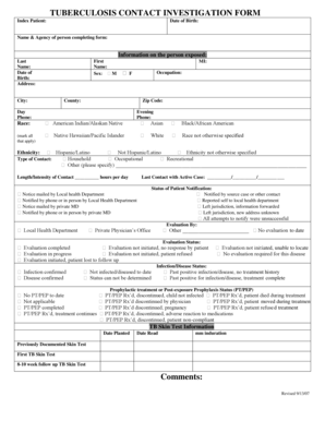 Tuberculosis Contact Investigation Form