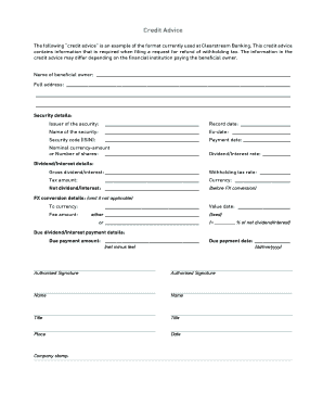 Withholding Tax Refund Request Form