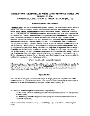 Florida Supervised Safety-Focused Parenting Plan