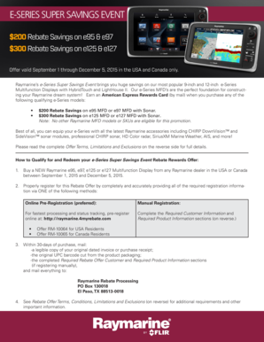 Raymarine e-Series Rebate Form