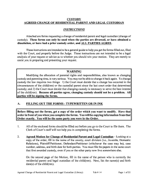 Agreed Change of Residential Parent and Legal Custodian