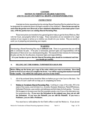 Motion to Terminate Shared Parenting Agreement