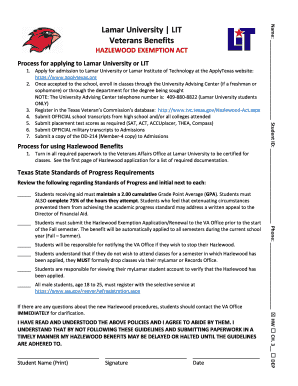 Hazlewood Exemption Act Application