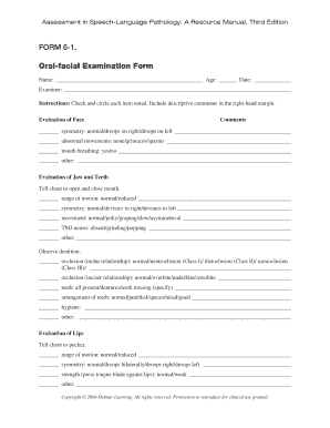 Oral-Facial Examination Form