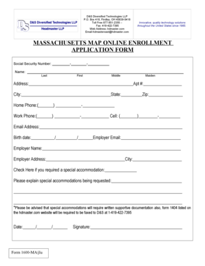 Massachusetts Online Enrollment Application Form
