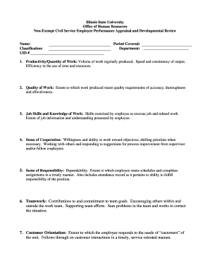 Illinois State University Employee Performance Appraisal Form