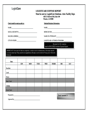 Credit card record template - Meals & Lodging Expense Report Form