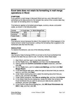 Mail Merge - Fixing Excel Data Formatting