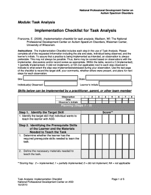 Task Analysis Implementation Checklist