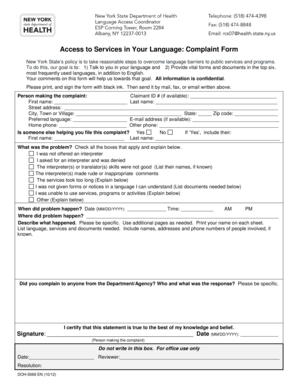 New York State Language Access Complaint Form