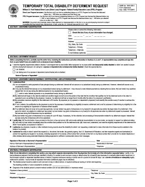 Temporary Total Disability Deferment Request