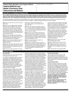 Federal Stafford Loan Master Promissory Note
