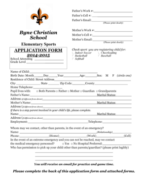 Form 4 certificate in sports - Elementary Sports Applicant Form PDF - Byne Christian School - bcssaints