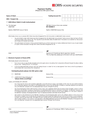 DBS Payment Facility Form