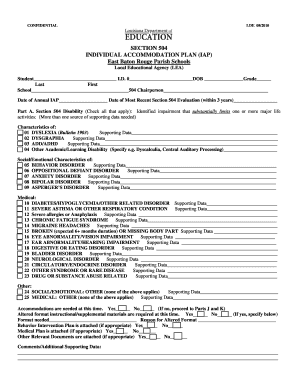 Section 504 Individual Accommodation Plan