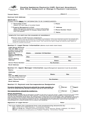 HAP Contract Amendment Form - Oakland Housing Authority - oakha