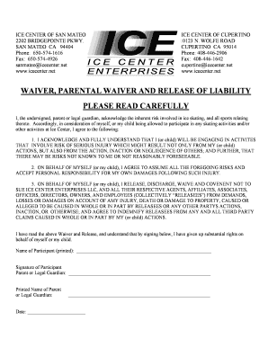 Ice Skating Waiver and Release of Liability