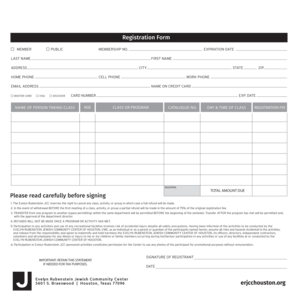 Evelyn Rubenstein JCC Registration Form