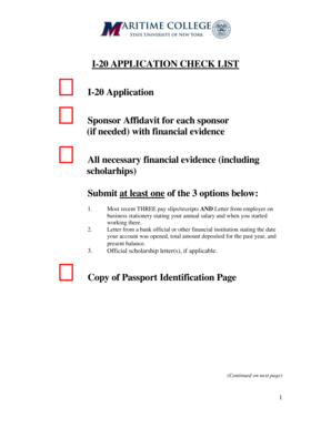 I-20 Application Checklist
