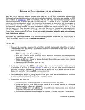 Consent to Electronic Delivery of Documents