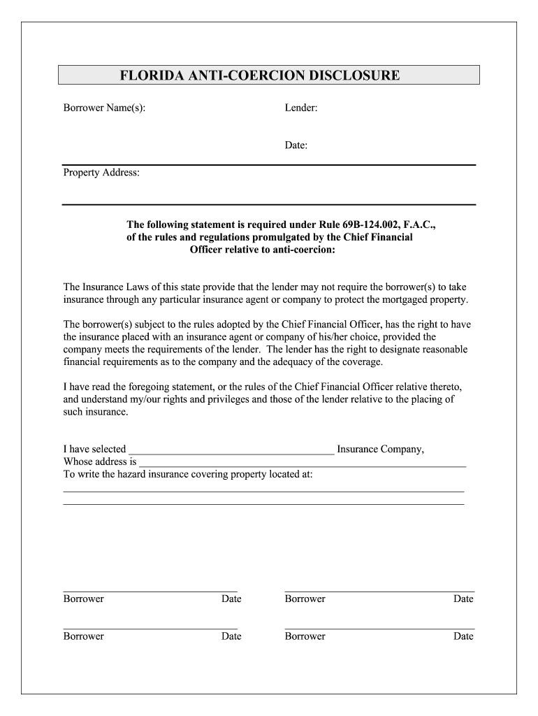 florida statement of anti coercion Preview on Page 1