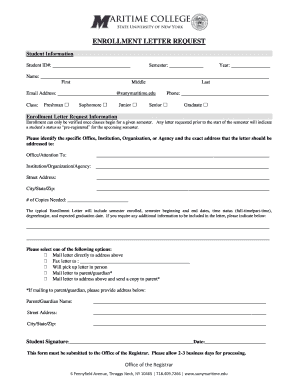 Enrollment Letter Request Form