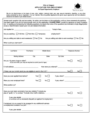 City of Aspen Employment Application