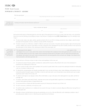 HSBC Bank Canada Power of Attorney Quebec