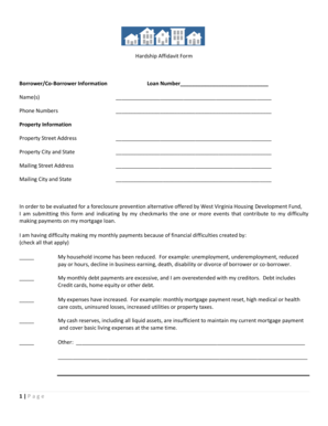 West Virginia Hardship Affidavit Form