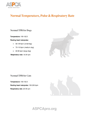 Fillable Online Normal Temperature, Pulse &amp; Respiratory Rate Fax Email Print - pdfFiller
