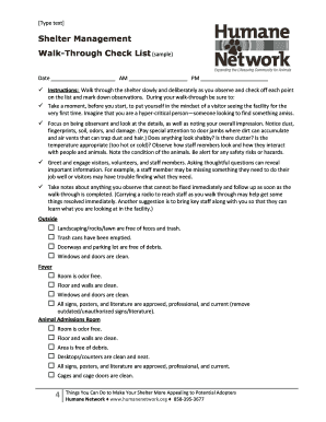 Shelter Management Walk-Through Checklist