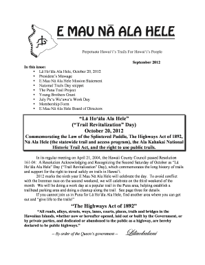 Project implementation template - E Mau N Ala Hele Mission Statement - emaunaalahele