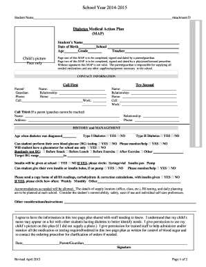 Diabetes Medical Action Plan
