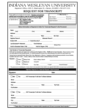 Request for Transcript Form